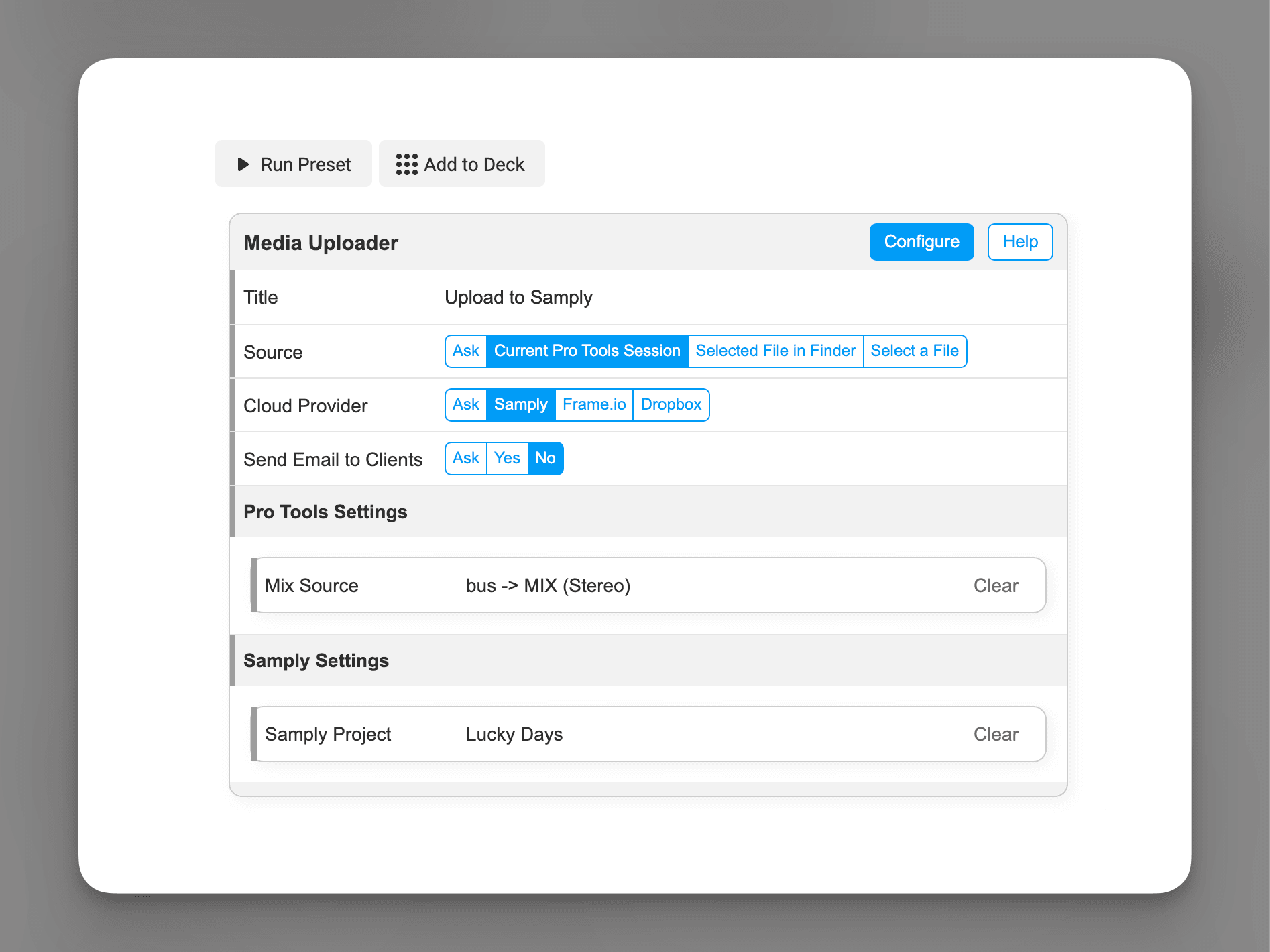 Customizable Presets